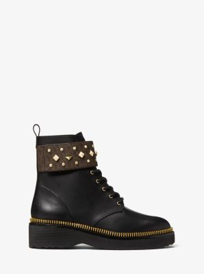 Haskell Studded Logo and Leather Combat Boot image number 1