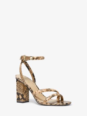 Hazel Snake Embossed Leather Sandal | Michael Kors
