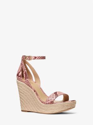 Kimberly Snake Embossed Leather Wedge Sandal