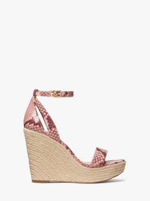 Kimberly Snake Embossed Leather Wedge Sandal