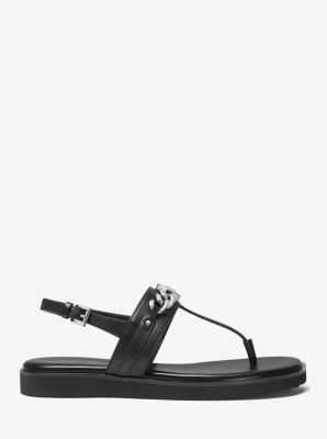 Roxane Embellished Leather Sandal in BLACK | Michael Kors
