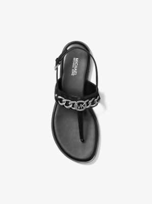 Michael Kors Roxane Refined Leather Black Curb Link Sandals hotsell ~7-brand new w/box