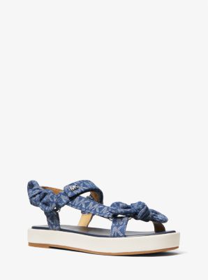 Phoebe Denim Logo Jacquard Bow Sandal | Michael Kors