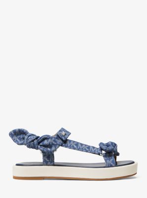 Phoebe Denim Logo Jacquard Bow Sandal | Michael Kors Canada