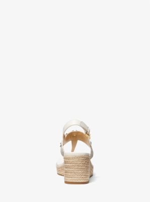 Roxane Embellished Leather and Logo Wedge Sandal
