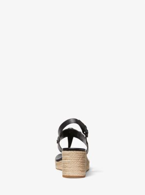 Roxane Embellished Leather Wedge Sandal in BLACK | Michael Kors