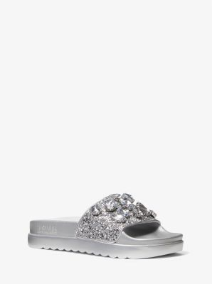Tyra Jewel Embellished Glitter Slide Sandal | Michael Kors