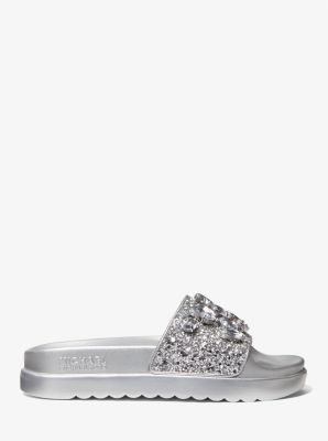 Tyra Jewel Embellished Glitter Slide Sandal Michael Kors