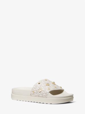 Tyra Studded Logo Slide Sandal Michael Kors Canada