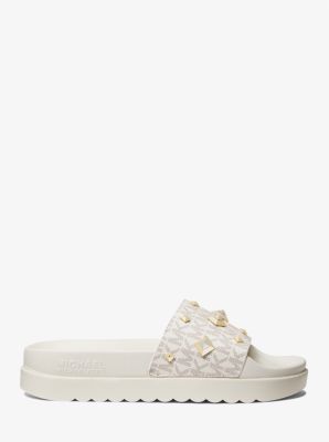 Tyra Studded Logo Slide Sandal Michael Kors