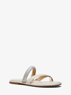 Alba Embellished Faux Leather Slide Sandal