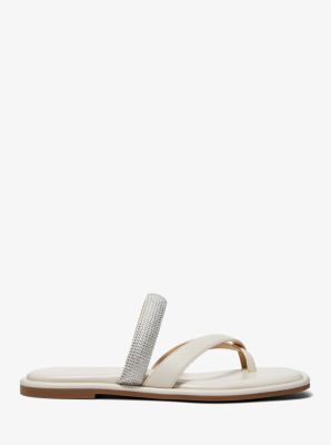 Alba Embellished Faux Leather Slide Sandal