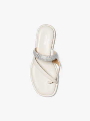Alba Embellished Faux Leather Slide Sandal