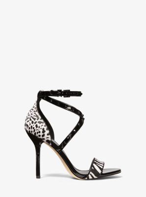 Astrid Animal Print Calf Hair Sandal in NEGRO COMBINADO | Michael Kors