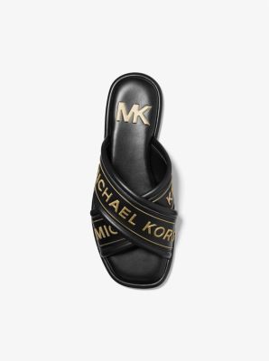 Gideon Embellished Faux Leather Slide Sandal | Michael Kors