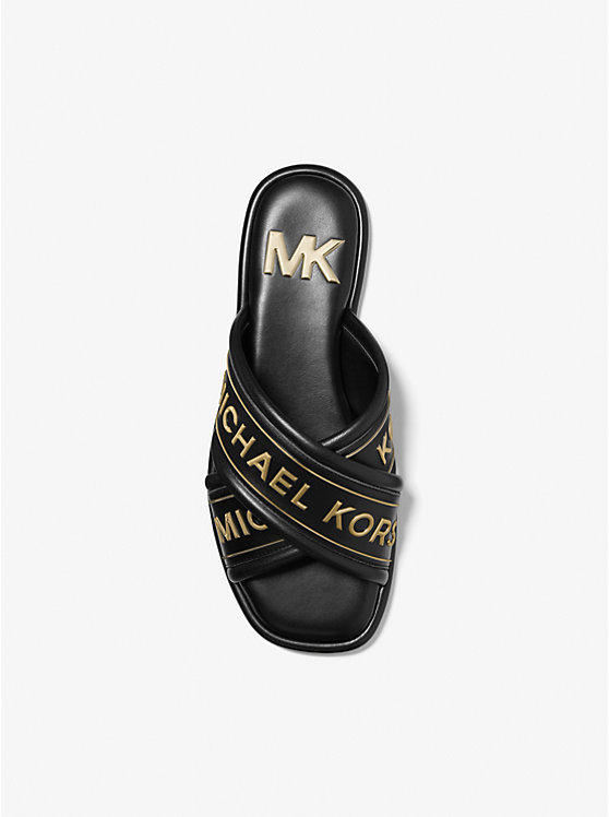 Gideon Embellished Faux Leather Slide Sandal | Michael Kors