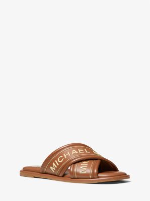 Gideon Embellished Slide Sandal in LUGGAGE | Michael Kors
