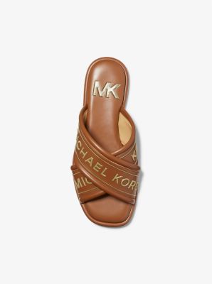 Gideon Embellished Slide Sandal in LUGGAGE | Michael Kors