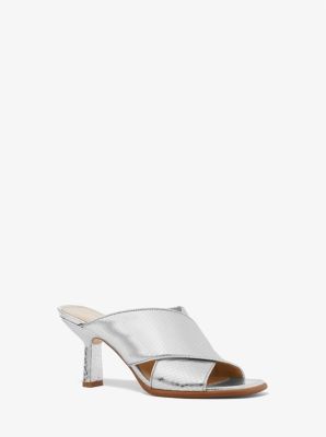 Gideon Metallic Snake Embossed Leather Mule | Michael Kors