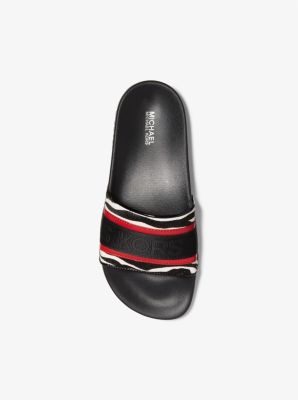 Gilmore Logo Tape and Printed Calf Hair Slide Sandal | Michael Kors