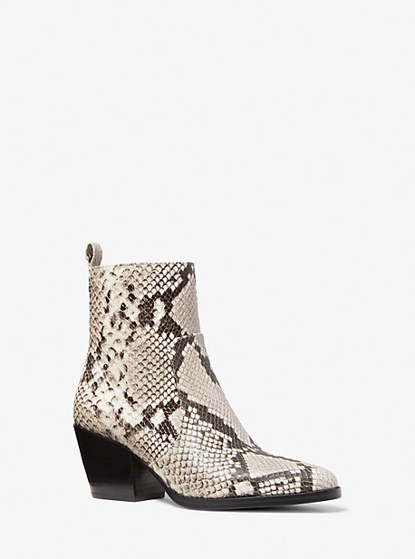 Michael Kors Harlow Snake Embossed Leather Boot In Natural
