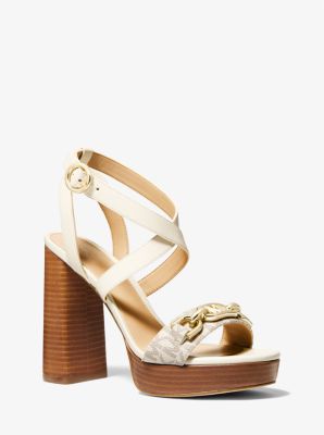 Kailey Embellished Logo and Leather Platform Sandal Michael Kors Canada