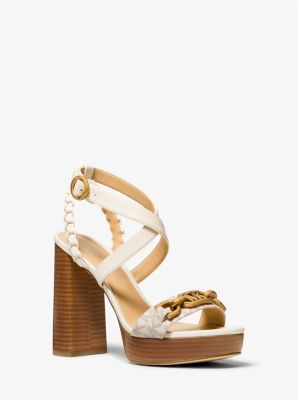 Kailey Embellished Logo and Leather Platform Sandal | Michael Kors