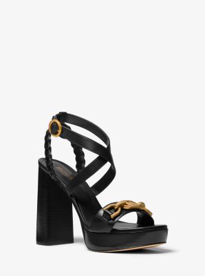 Kailey Embellished Leather Platform Sandal