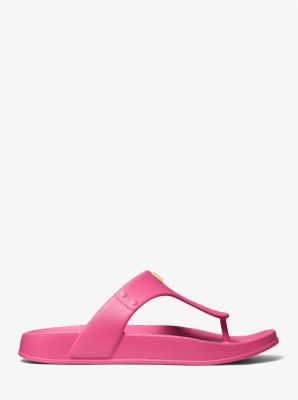 Linsey Logo Rubber T-Strap Sandal in FRENCH PINK | Michael Kors