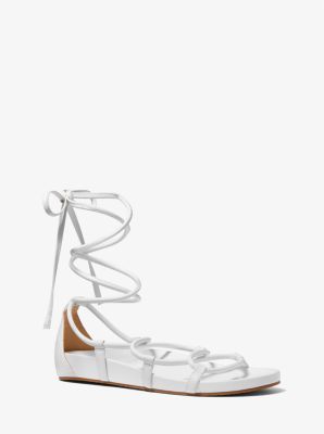 Michael Kors Vero Faux Leather Lace-up Sandal In White