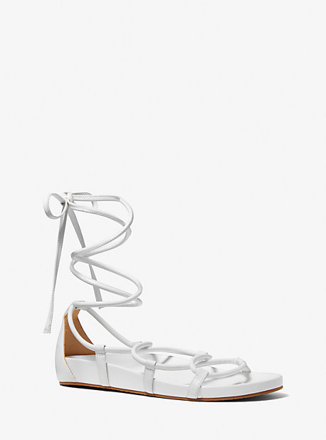 Michael Kors Vero Faux Leather Lace-up Sandal In White