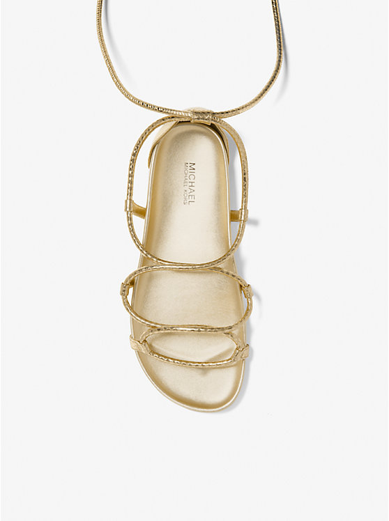 Sandale à lacets Vero en faux cuir gaufré à motif de serpent métallisé image number 2