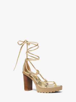 Vero Metallic Snake Embossed Leather Platform Sandal | Michael Kors