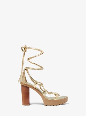 Vero Metallic Snake Embossed Leather Platform Sandal