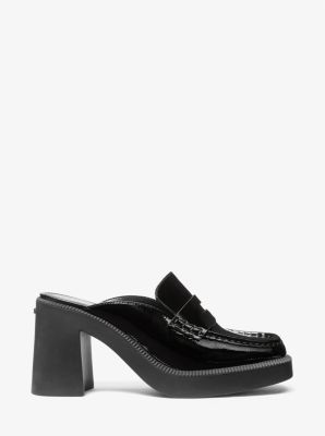 Eden Crackled Patent Leather Platform Mule