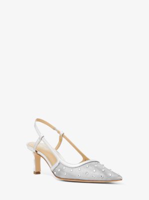 Alora Crystal Embellished Metallic Mesh Slingback Pump image number 0