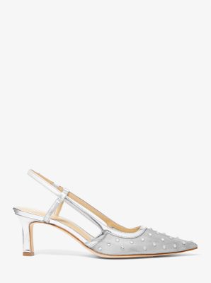 Alora Crystal Embellished Metallic Mesh Slingback Pump image number 1