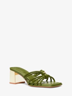 Shop Michael Kors Astra Leather Mule In Green