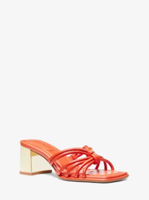 Shop Michael Kors Astra Leather Mule In Orange