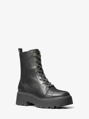 Bainx short combat boot with suede collar best sale