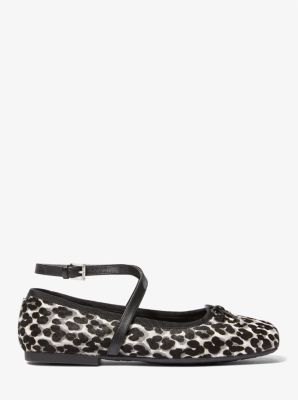 Collette Leopard Print Calf Hair Ballet Flat