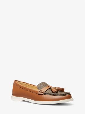 Loafer Kiernan van leer en canvas met kenmerkend logo image number 0