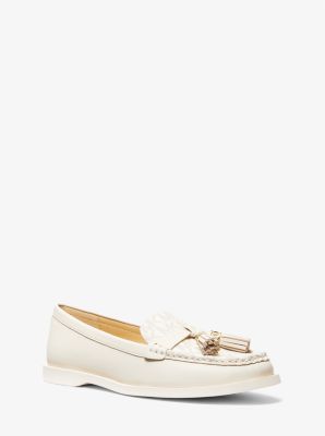 Michael Kors Kiernan Leather And Signature Logo Loafer In Natural