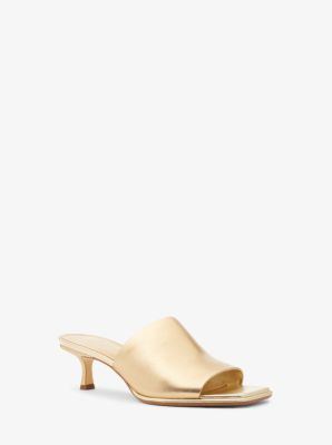 MK Lara Metallic Leather Sandal - Gold - Michael Kors MICHAEL Michael Kors