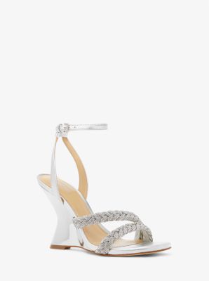 Nadina Embellished Metallic Leather Wedge Sandal image number 0