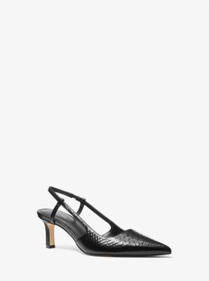 Shop Michael Kors Alora Snake Embossed Leather Slingback Pump