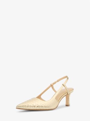 Slingpumps Alora aus Leder mit Schlangenprägung in Metallic-Optik image number 1
