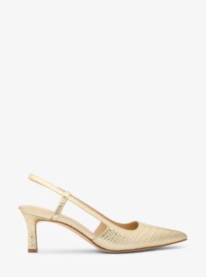 Slingpumps Alora aus Leder mit Schlangenprägung in Metallic-Optik image number 2