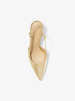 Slingpumps Alora aus Leder mit Schlangenprägung in Metallic-Optik image number 3