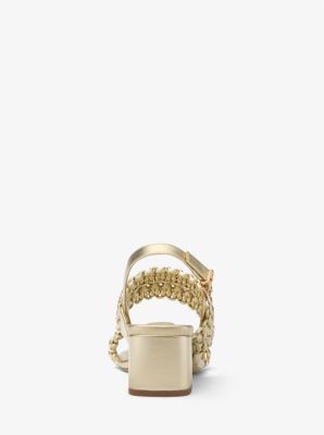 Audrina Metallic Woven Block Heel Sandal